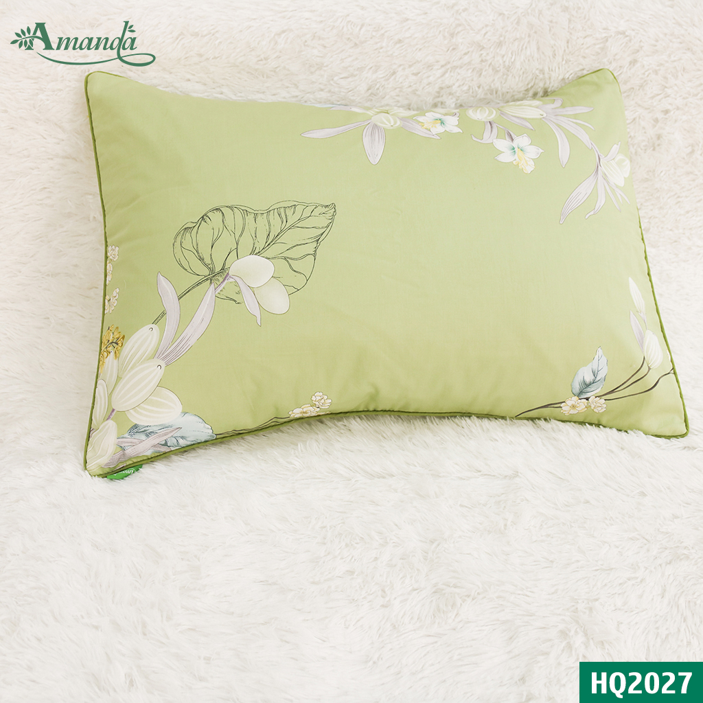 Vỏ Gối Nằm Amanda HQ2027, chất liệu cotton lụa satin Hàn Quốc mềm mịn thoáng mát êm ái cho người dùng