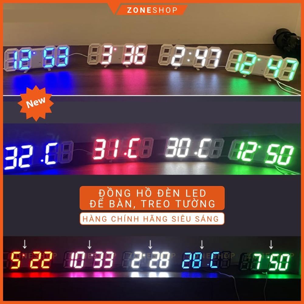 Đồng Hồ LED 3D Để Bàn, Treo Tường Thông Minh ZONEHOUSE Smart Clock Với Chức Năng Báo Thức, Nhiệt Độ, Cảm Biến