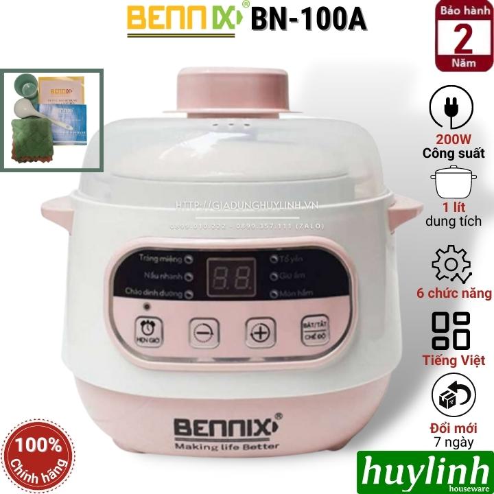 Nồi chưng yến - tiềm - nấu cách thuỷ 1 lít Bennix BN-100A - Màu hồng - Hàng chính hãng