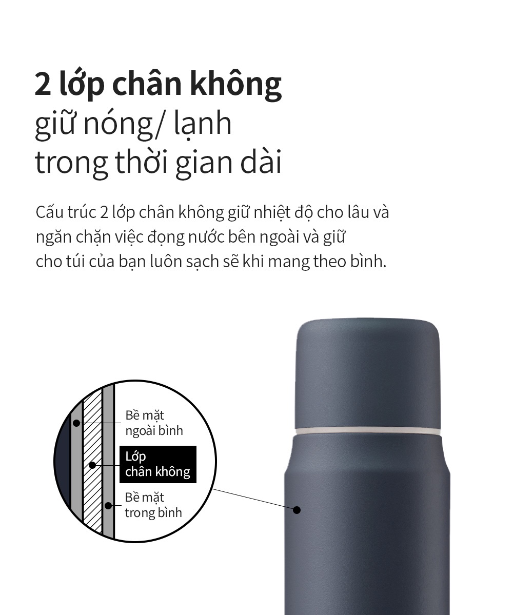 Bình giữ nhiệt Lock&Lock 505ml Maman Cup Vacuum Bottle Màu Xám LHC1487GRY - Hàng chính hãng, nắp dùng làm cốc nước uống - JoyMall