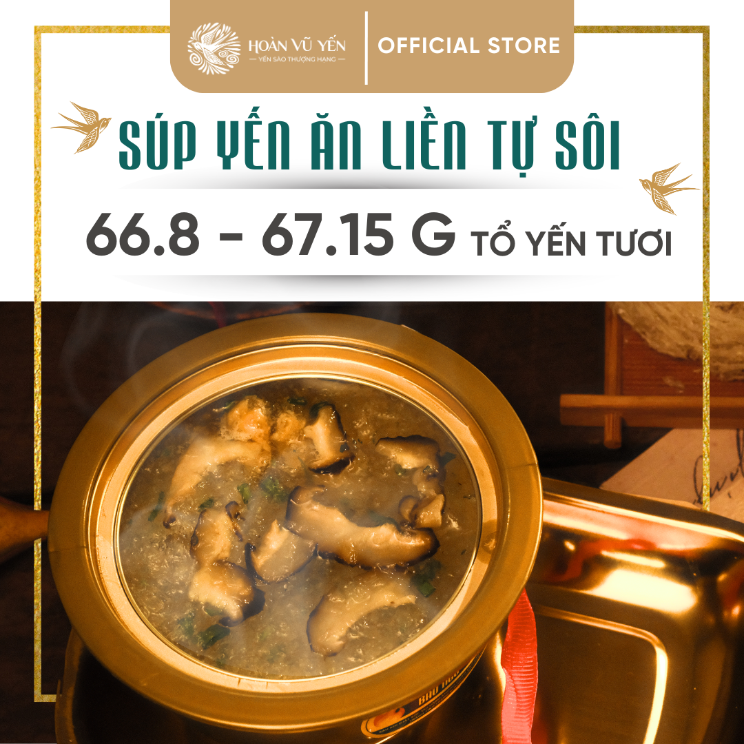 Súp Tổ Yến Ăn Liền Tự Sôi - 66.8g Yến Tươi - Công Nghệ Sấy Thăng Hoa - Dinh Dưỡng Tiện Lợi - Tăng Cường Sức Khỏe - Chống Lão Hóa - Tăng Cường Trí Nhớ - Chính Hãng Hoàn Vũ Yến - Cosmo Bird's Nest