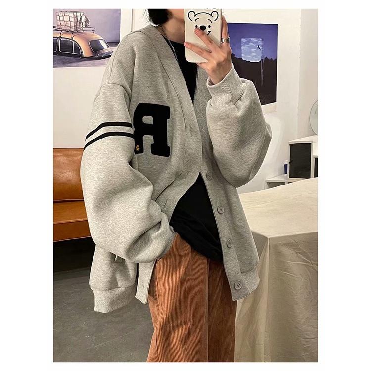 Áo CARDIGAN Nỉ R Unisex Nam Nữ (Ảnh Thật/Có Sẵn)