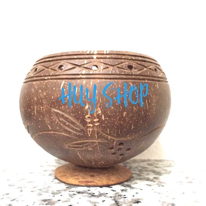 COMBO 2 CÁI CHẬU GÁO DỪA TRANG TRÍ HOA VĂN 11X11CM