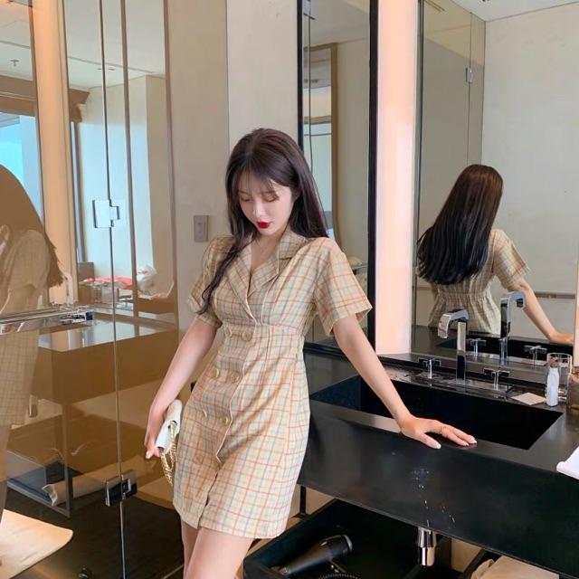 Đầm cổ vest- hàng Quảng Châu