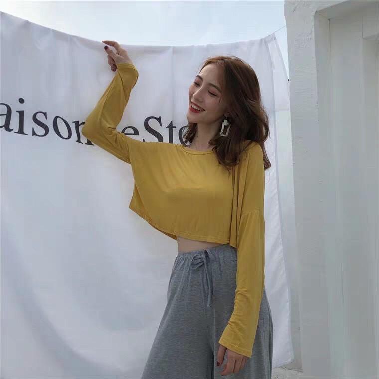 ÁO TAY DÀI CROPTOP FORM RỘNG CÁ TÍNH HÌNH THẬT UP Ở CUỐI