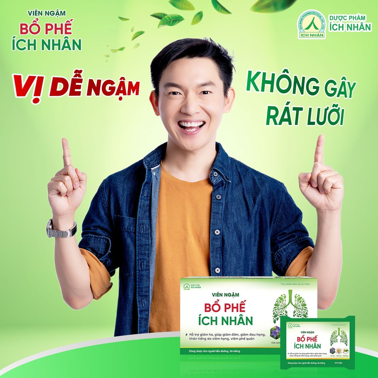 Viên Ngậm Bổ Phế Ích Nhân giảm ho, giảm đau họng, giảm khản tiếng được chiết xuất thảo dược (Hộp 100 viên)