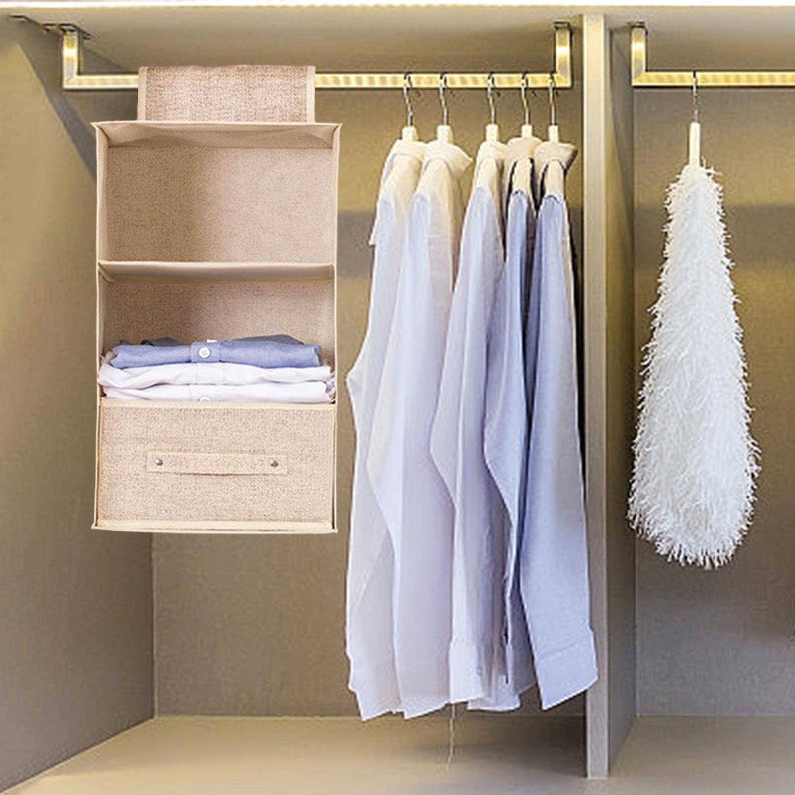 Hanging Closet Organizer with Drawers Wardrobe Storage Bag Portable Hanging Shelf for Bedroom for Shirts Socks Jeans Sweaters