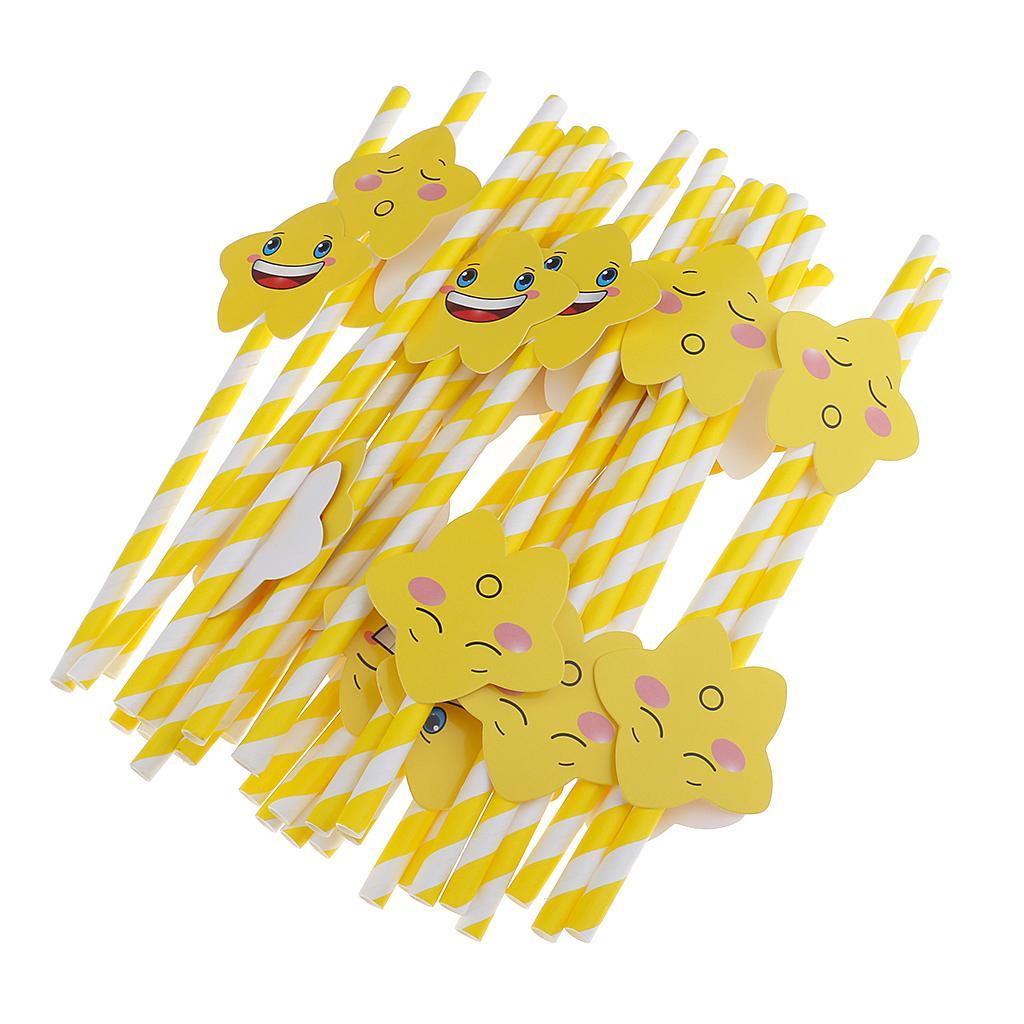 30pcs Yellow Paper Disposable Drinking Straws For Party Baby Shower Decor