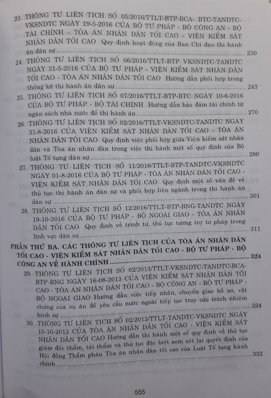 Các Thông Tư Liên Tịch Của Tòa Án Nhân Dân Tối Cao - Viện Kiểm Sát Nhân Dân Tối Cao - Bộ Tư Pháp - Bộ Công An Về Hình Sự- Dân Sự- Kinh Tế - Lao Động Mới Nhất