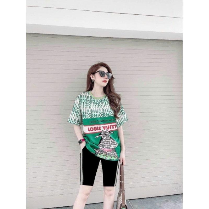 Sét đồ bộ lửng nữ quần ngố áo form rộng in họa tiết logo mẫu mới đẹp có bigsize phong cách Hàn Quốc chất bao mát mẻ mịn