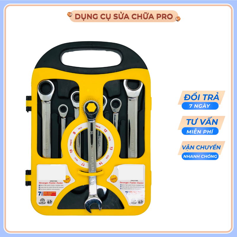 Bộ cờ lê vòng miệng tự động 7 chi tiết 8 đến 19mm