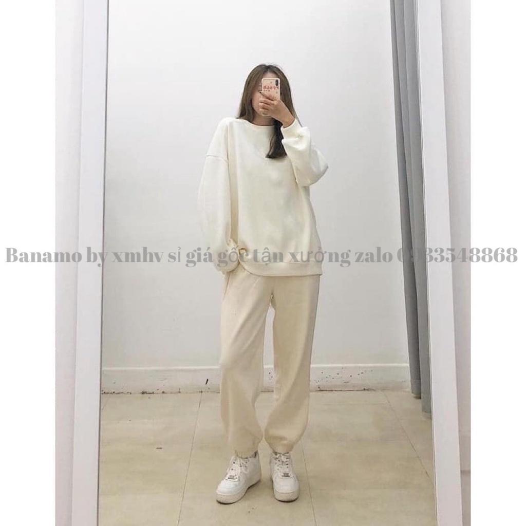 Quần Jogger nỉ tăm dáng rộng ống boom bo gấu 4 màu phong cách Ulzzang năng động thời trang Banamo Fashion 295