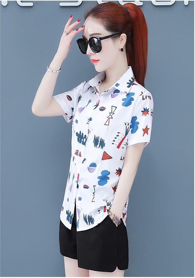 Áo sơ mi nữ công sở ngắn tay họa tiết độc lạ, cuốn hút CS69