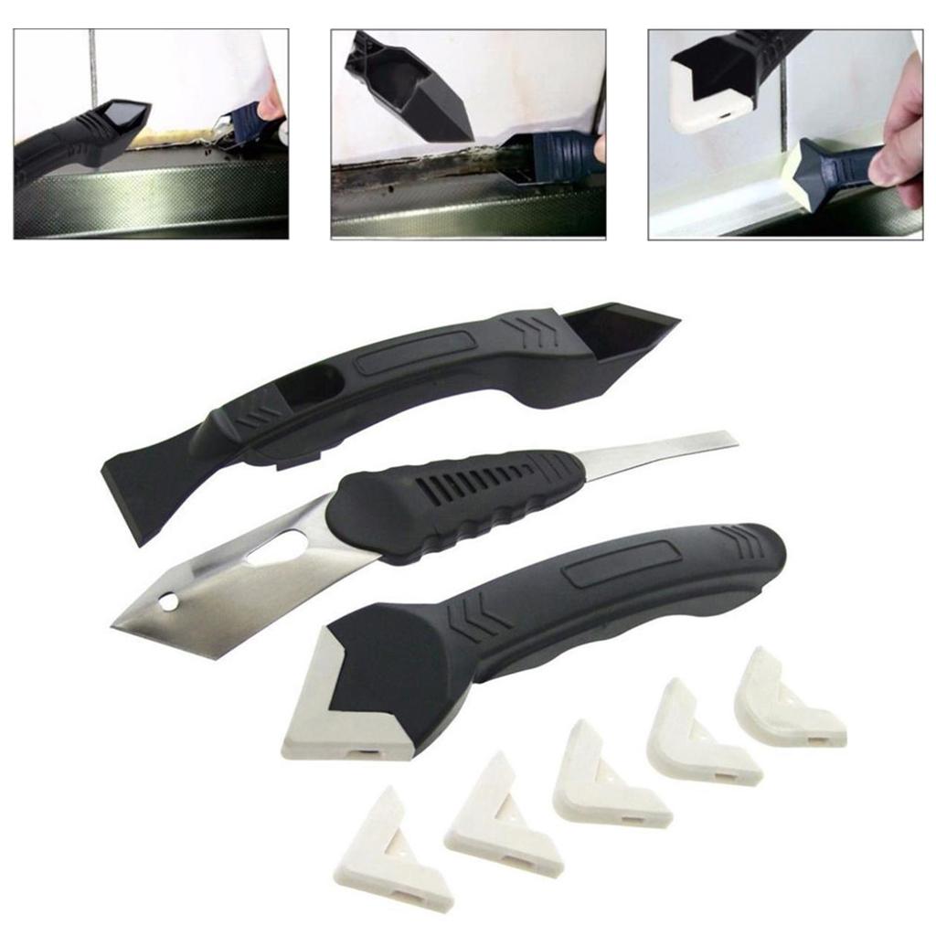 3in1 Silicone Caulking Tools Angle Scraper Removal Tool w/ 5 Pad for Kitchen