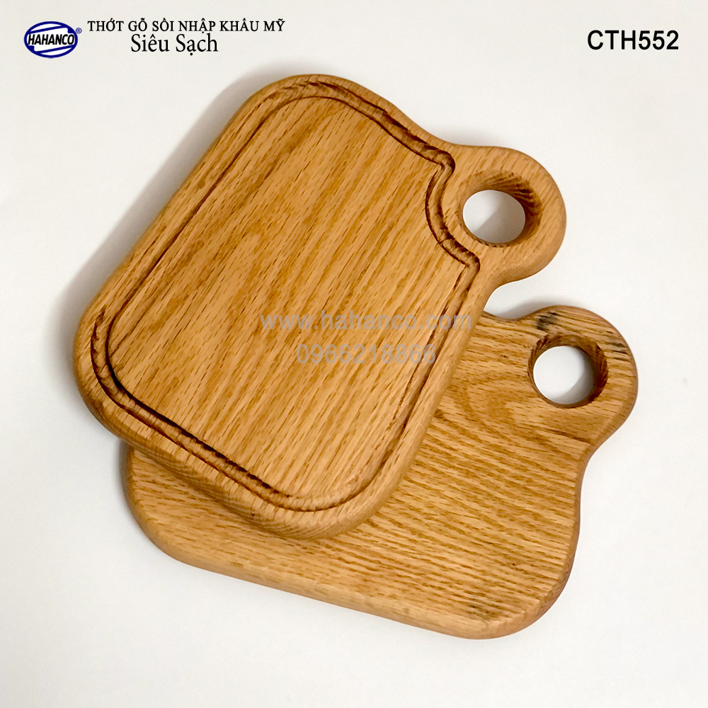 Thớt xinh gỗ Sồi Mỹ (OAK) có rãnh bao quanh (CTH552) hàng Xuất Khẩu Châu Âu - khay bánh mì/trái cây/ bít tết/ pizza/ phụ kiện chụp ảnh, bày món ăn trong nhà hàng - Sang trọng trên bàn ăn - HAHANCO