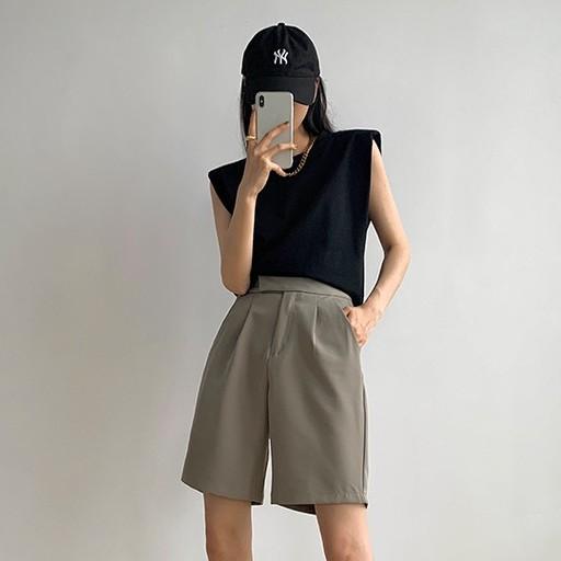 Áo Thun Độn Vai Không Tay Cho Nữ Phong Cách Hàn Quốc Form Rộng - Kiểu Dáng Sát Nách Màu Trơn Basic Freesize
