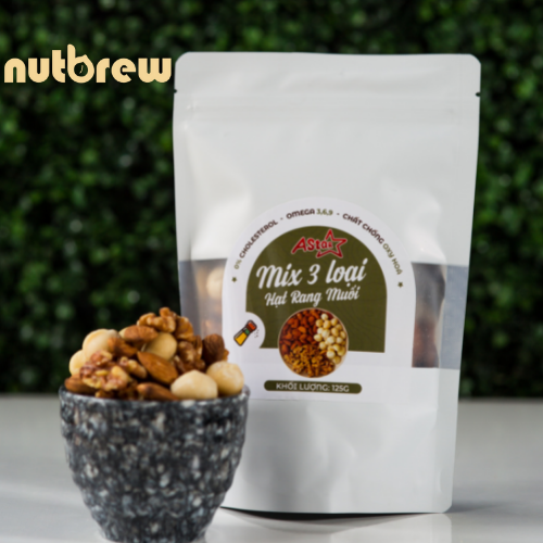 Hình ảnh (HẠT DINH DƯỠNG) MIX 3 LOẠI HẠT RANG MUỐI ASTAR TÚI 125GR (MACCA, HẠNH NHÂN, ÓC CHÓ)