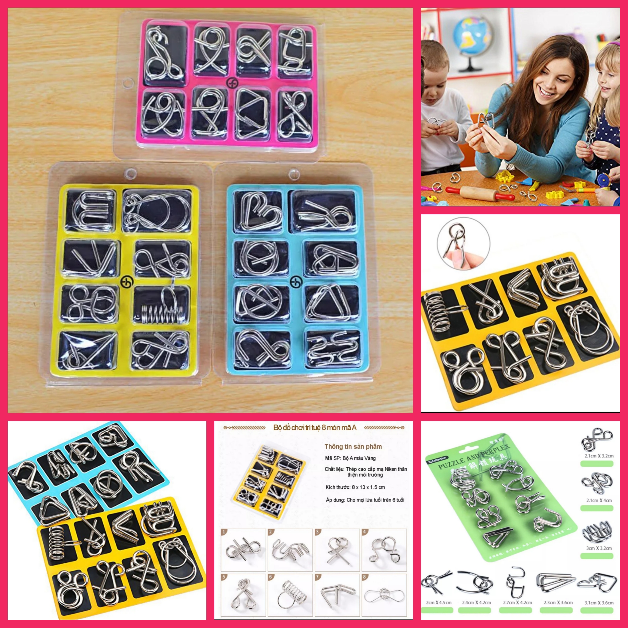 BỘ 3 HỘP MÓC KHÓA IQ TRÍ TUỆ PHÁT TRIỂN THÔNG MINH CHO BÉ HÀNG CHUẨN