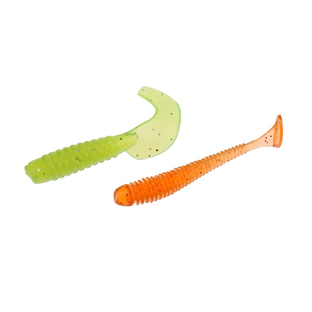 44 Pieces Soft Fishing Lures T Tail Worm Corn Scented Baits Lure