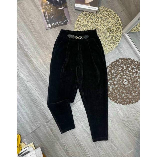 Quần Baggy Nhung Hàng Quảng Châu Cao Cấp Mặc Thu Đông Cho Nữ 2 Màu Đen- Nâu