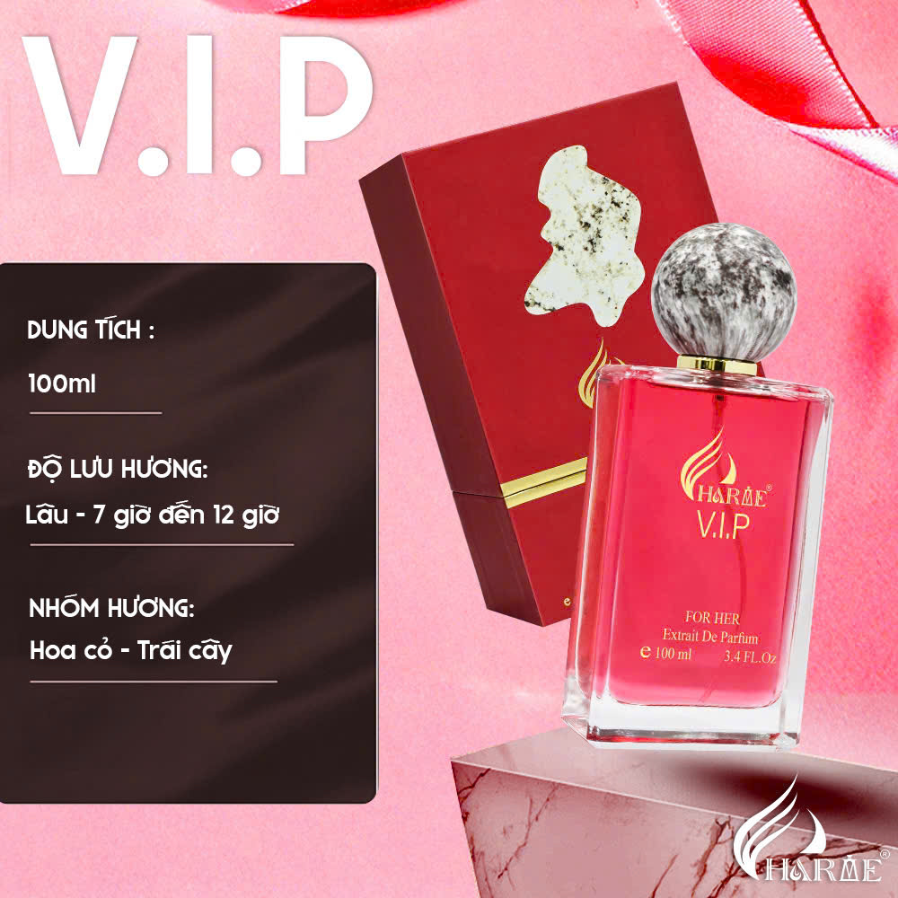 Nước hoa nữ CHARME V.I.P 100ml Lưu Hương Lâu Phong Cách Quyến Rũ, Sang Trọng, Gợi Cảm, Nước Hoa Chính Hãng