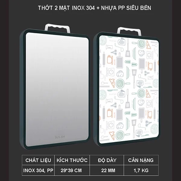 Thớt inox Sothing Masuto inox 304 kháng khuẩn- Hàng chính hãng