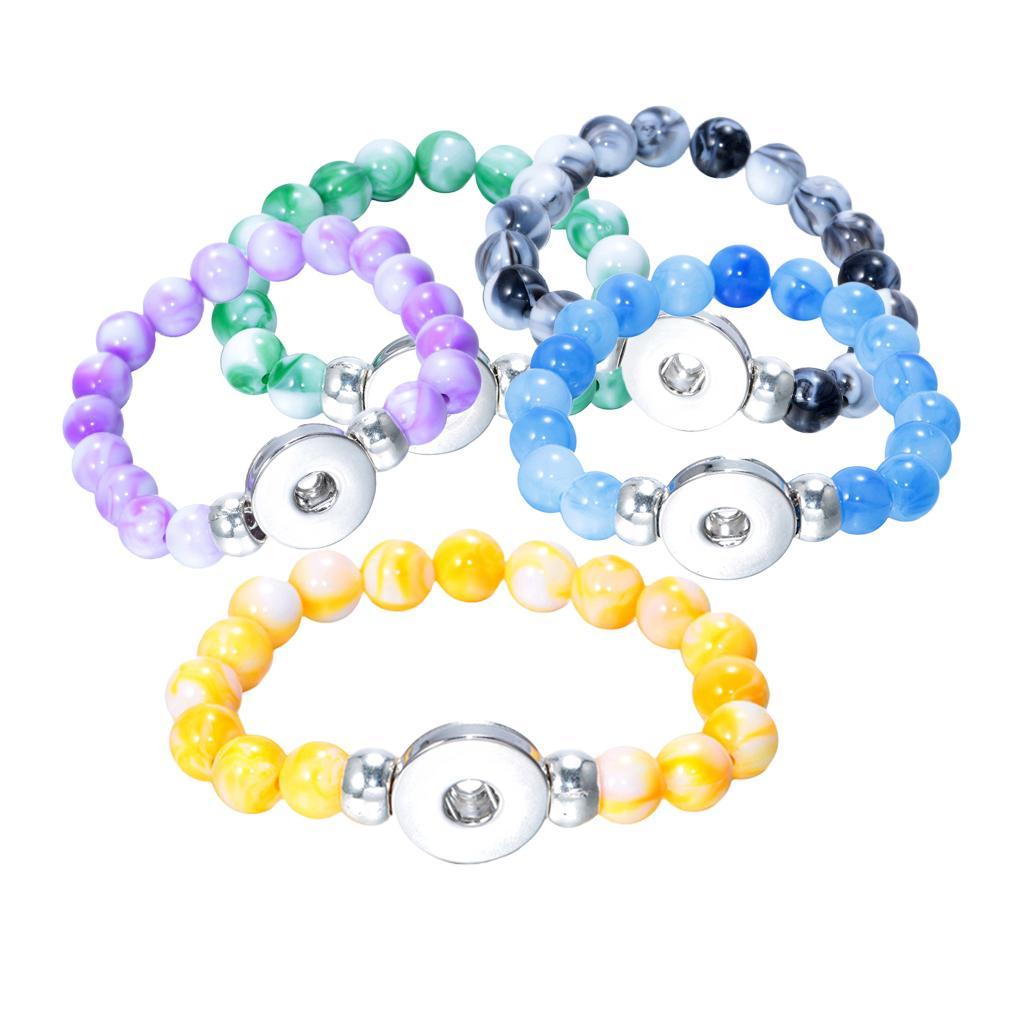 23cm New Design Resin Beads Crafts Snap Button Bracelets Fashion Bangles New Year Gifts