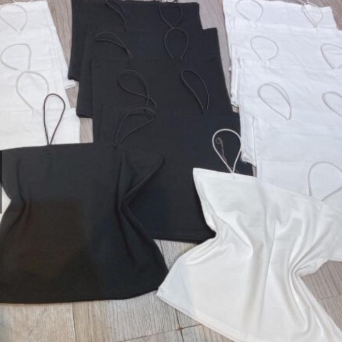 Áo 2 dây sợi bún body dáng ôm 2 màu đen - trắng chất cotton