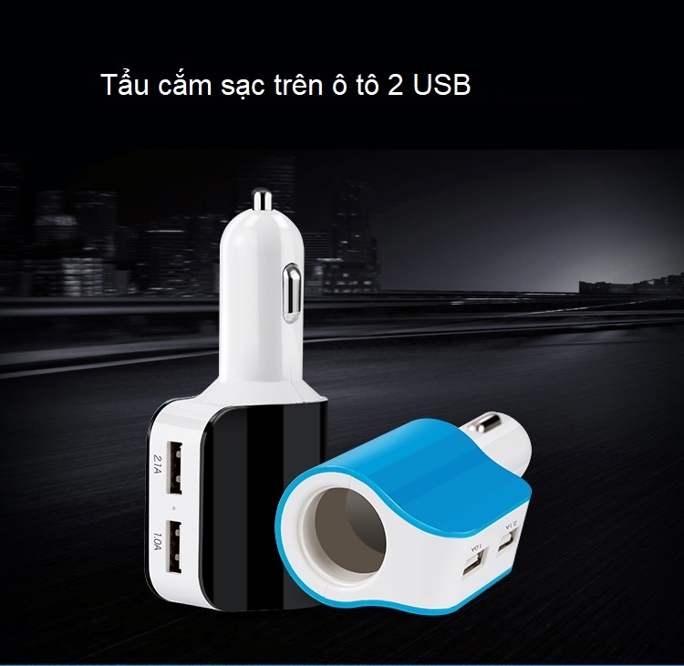Tẩu cắm sạc trên ô tô 80W chia 2 cổng USB tiện dụng A68