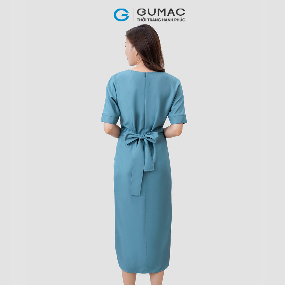 Đầm xoắn eo cột nơ thời trang GUMAC DD03031
