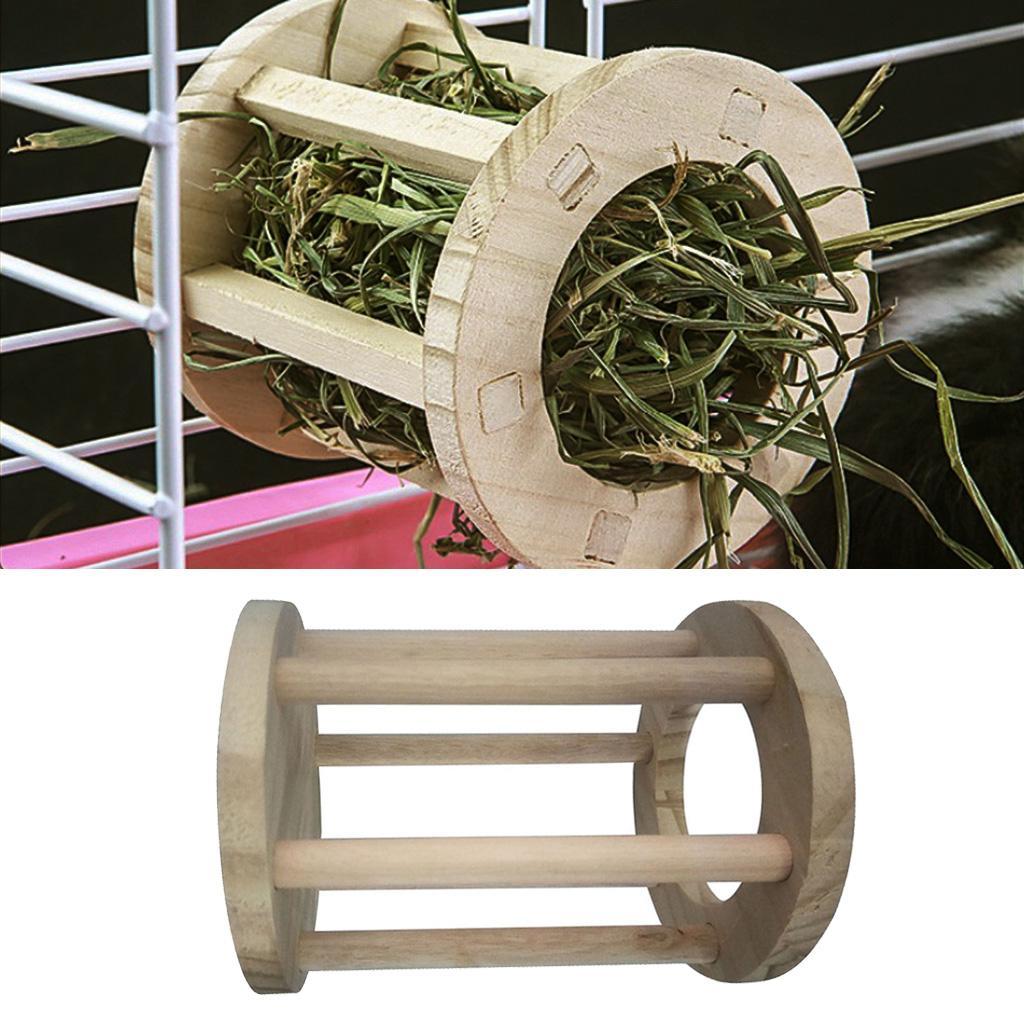 2pcs Hay Feeder Natural Wood Hay Grass Rack Food Dispenser for Guinea Pig