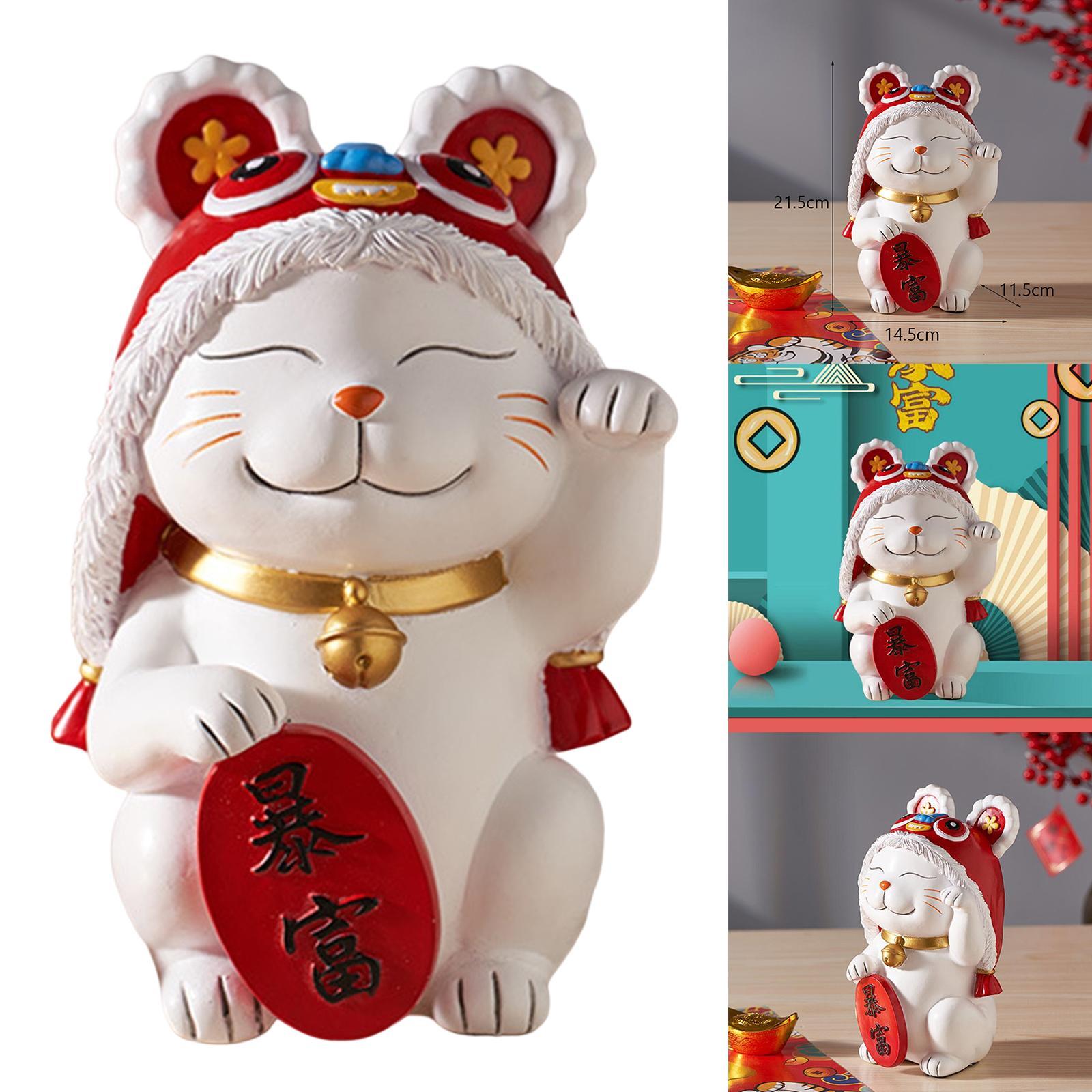 Japanese Lucky Cat Statue Sculpture Figurine for Desk Office Decor