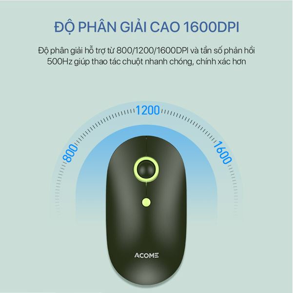 Chuột máy tính không dây ACOME AM300 2.4GHz Tĩnh Âm (Silent) Avocado Green -Hàng chính hãng bảo hành 12 tháng