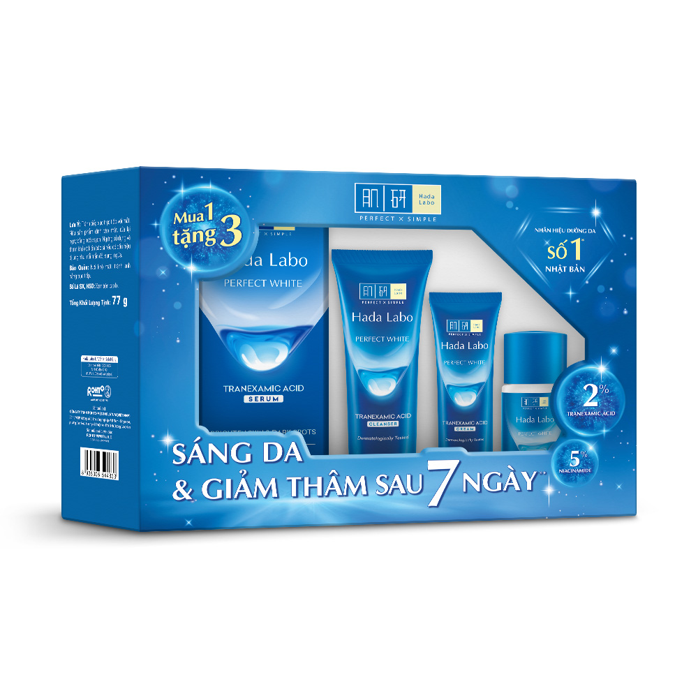 Hộp quà Serum dưỡng trắng da tối ưu Hada Labo Perfect White Tranexamic Acid Serum 30ml