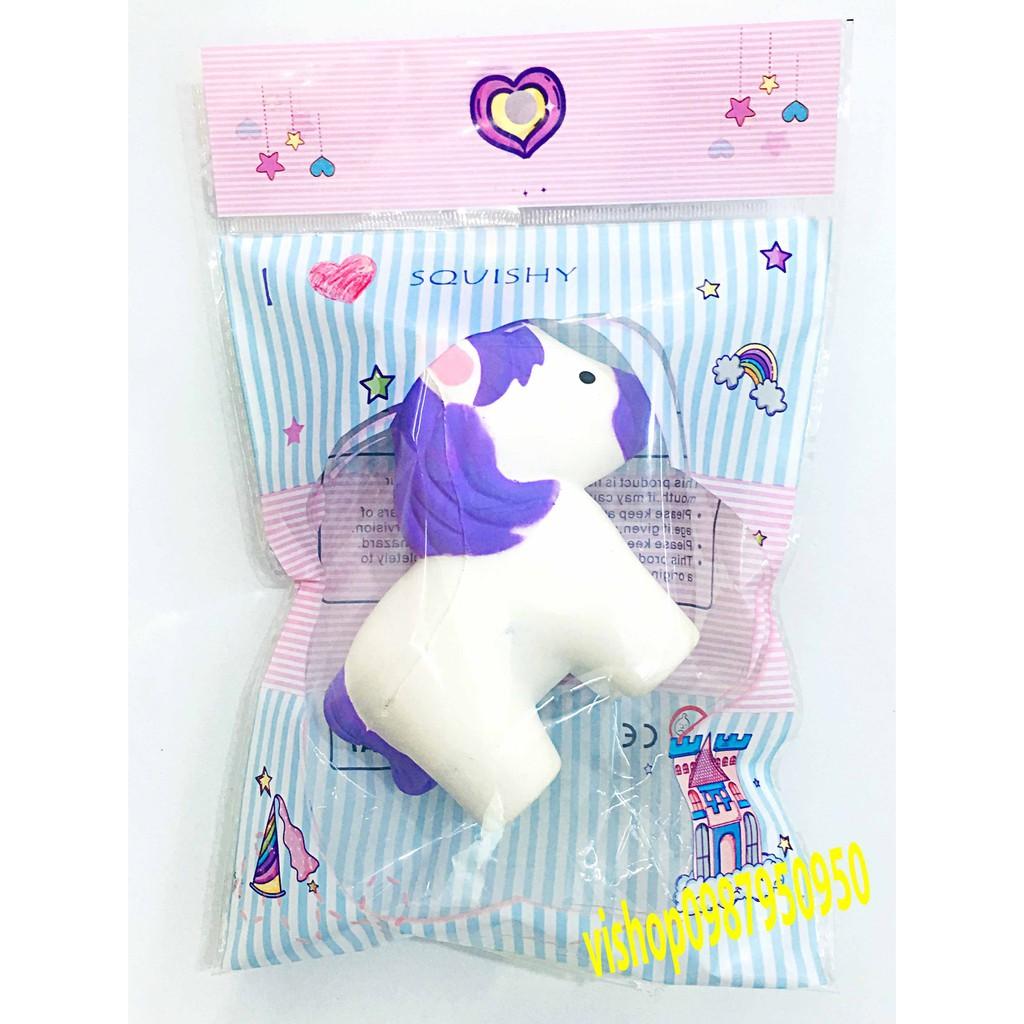 ĐỒ CHƠI SQUISHY NGỰA TRẮNG LÔNG TÍM