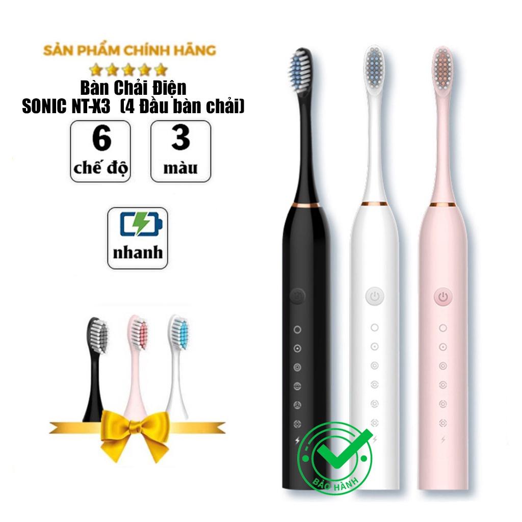 Bàn chải đánh răng điện tự động Sonic NT-X3, Kèm 4 đầu bàn chải tiện dụng