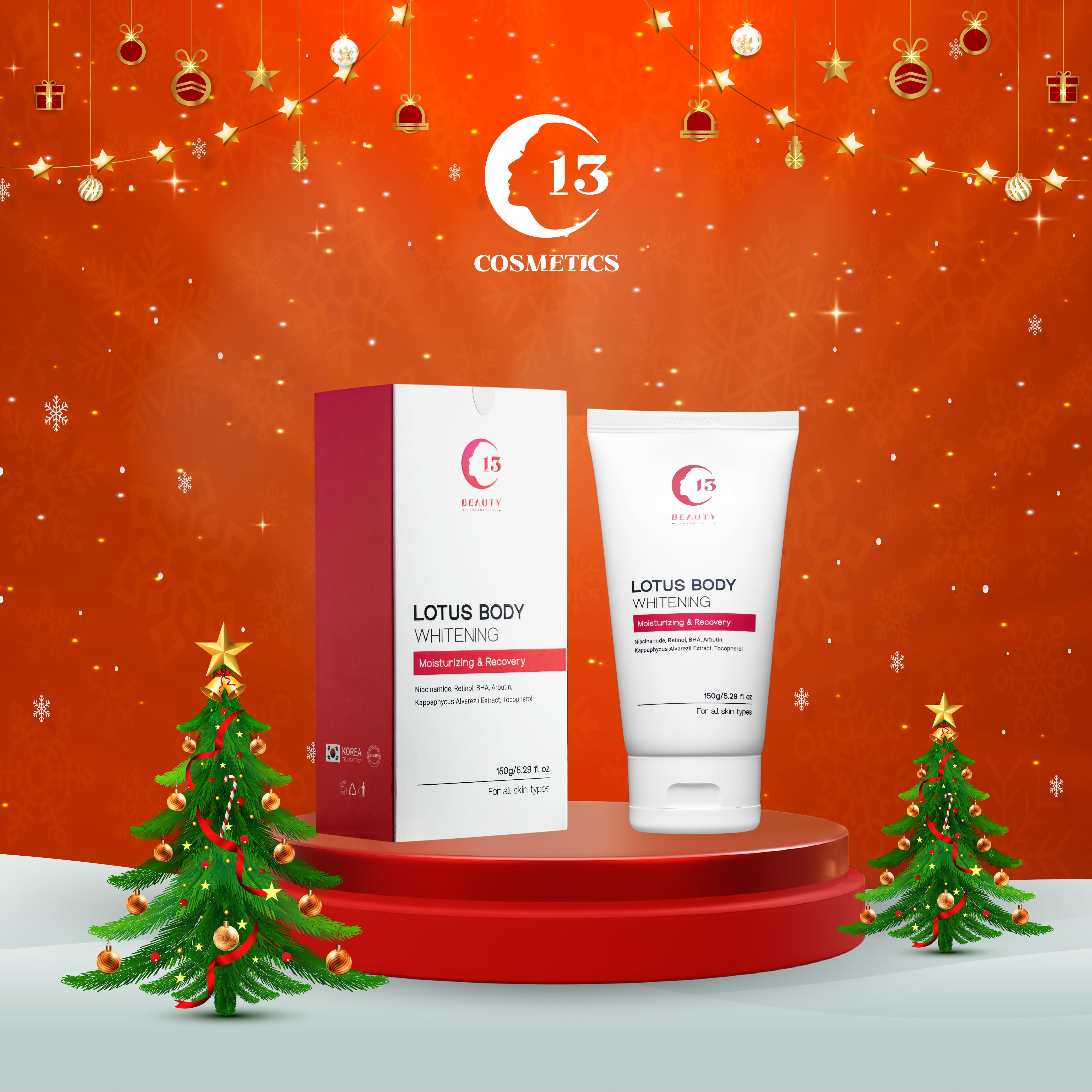 Kem Dưỡng Thể Ban Ngày Dưỡng Trắng, Bật Tone Sau 2 Tuần Lotus Body Whitening 150g C13 Cosmetics Thu Trang