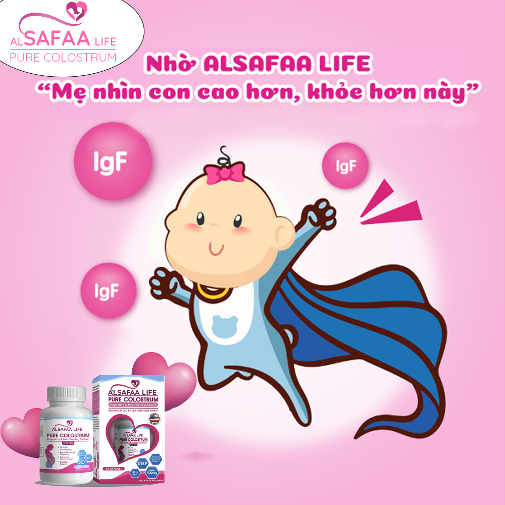 Sữa non nguyên chất al SAFAA life - USA | trước, trong và sau sinh. Pure Colostrum Pregnancy & Breastfeeding Support 500MG