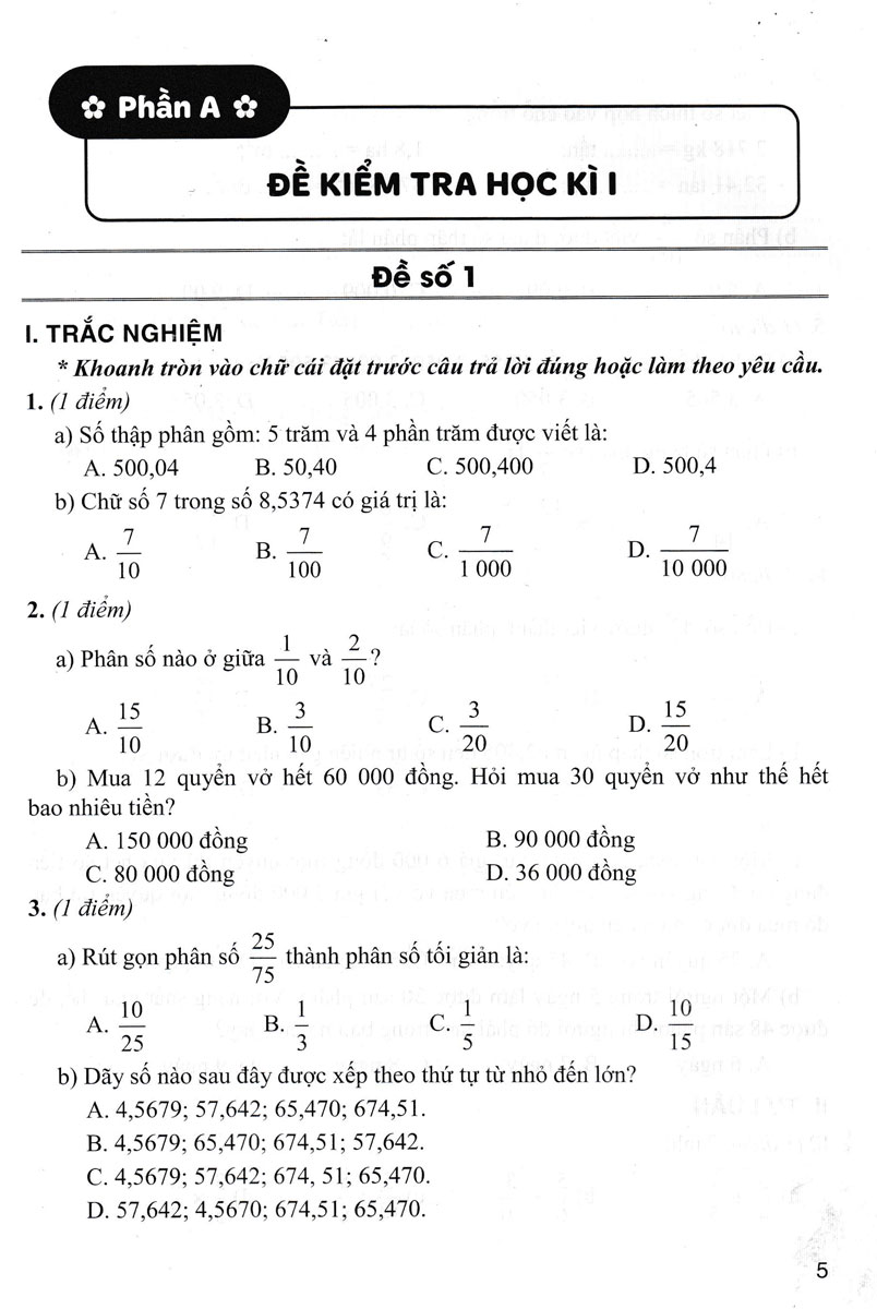 Bộ Đề Kiểm Tra Môn Toán Lớp 5 - (Dùng Kèm SGK Kết Nối Tri Thức Với Cuộc Sống) - HA