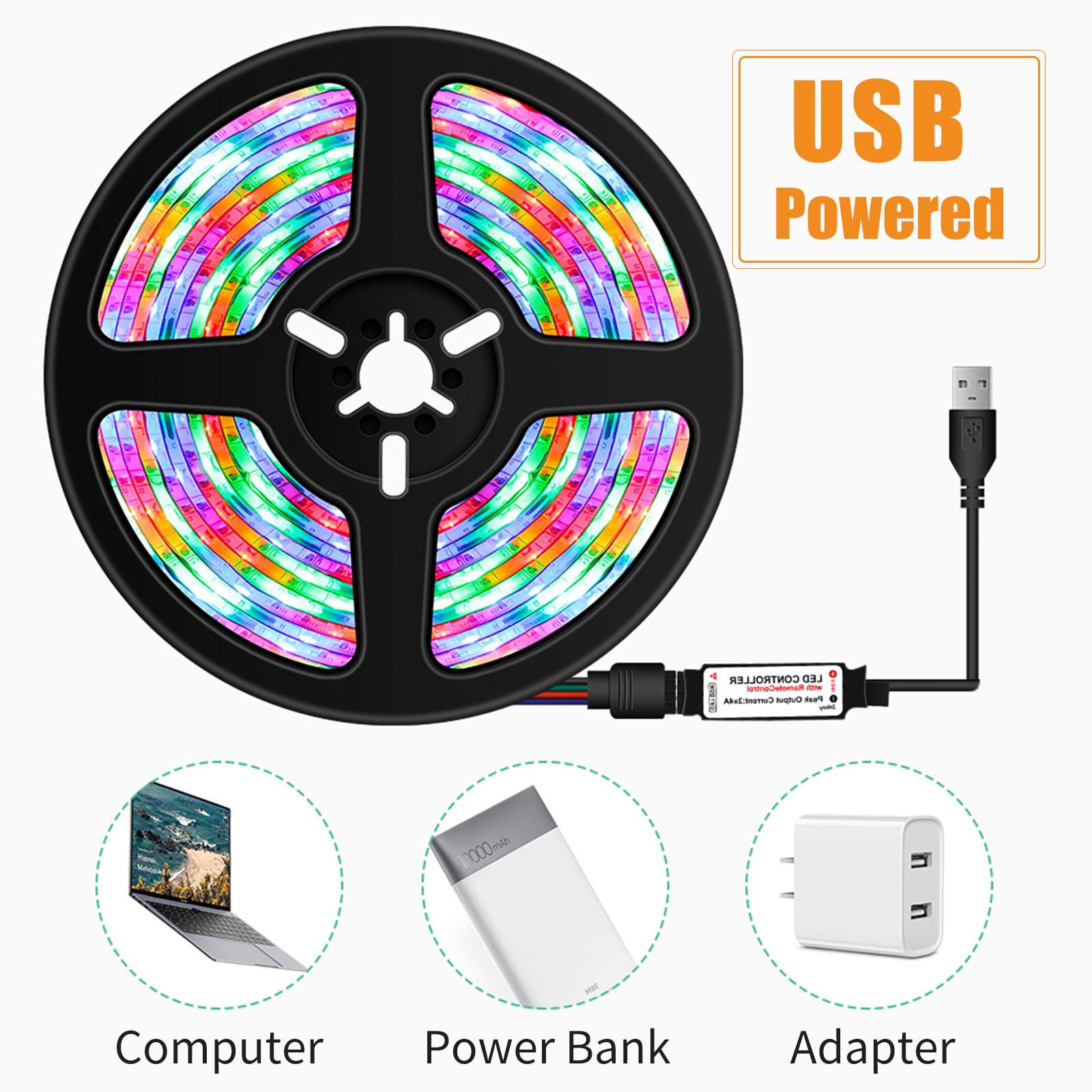 Đèn dải LED RGB với 24Key từ xa có 16 màu linh hoạt, đèn Backlight cổng USB