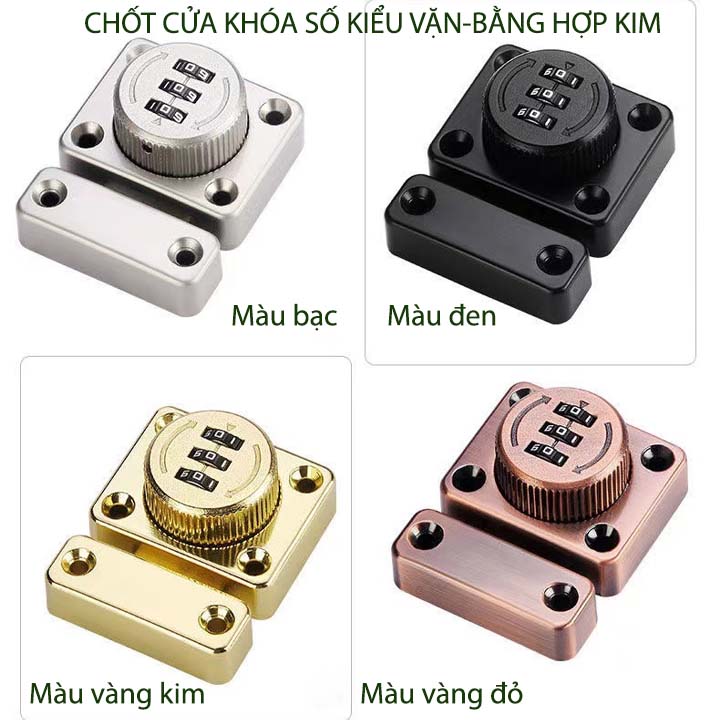 Chốt khóa số kiểu vặn bằng hợp kim chắc chắn, với 3 mã số có thể thay đổi được