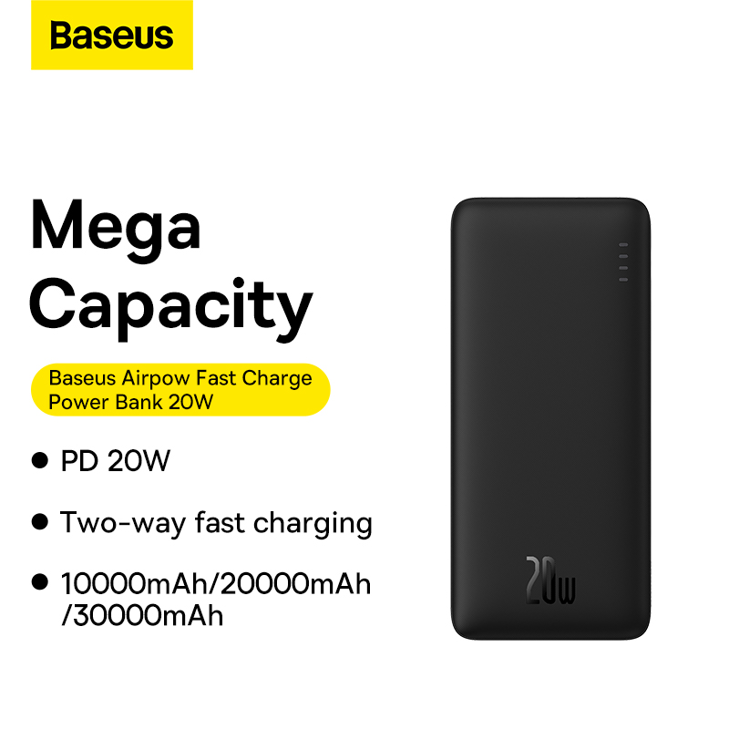 Sạc Dự Phòng OS-Baseus Airpow Fast Charge Power Bank 10000mAh 20W (Kèm cáp USB to C, 30cm)(Hàng chính hãng)