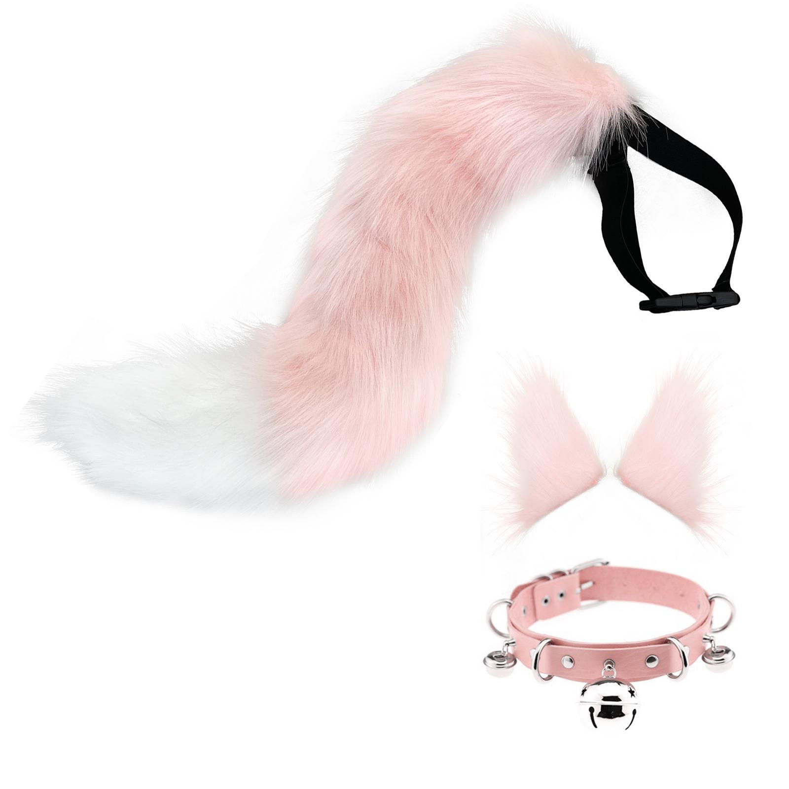 Cosplay Costume Set Fur Cat Ears Long Tail for Role Play Masquerade