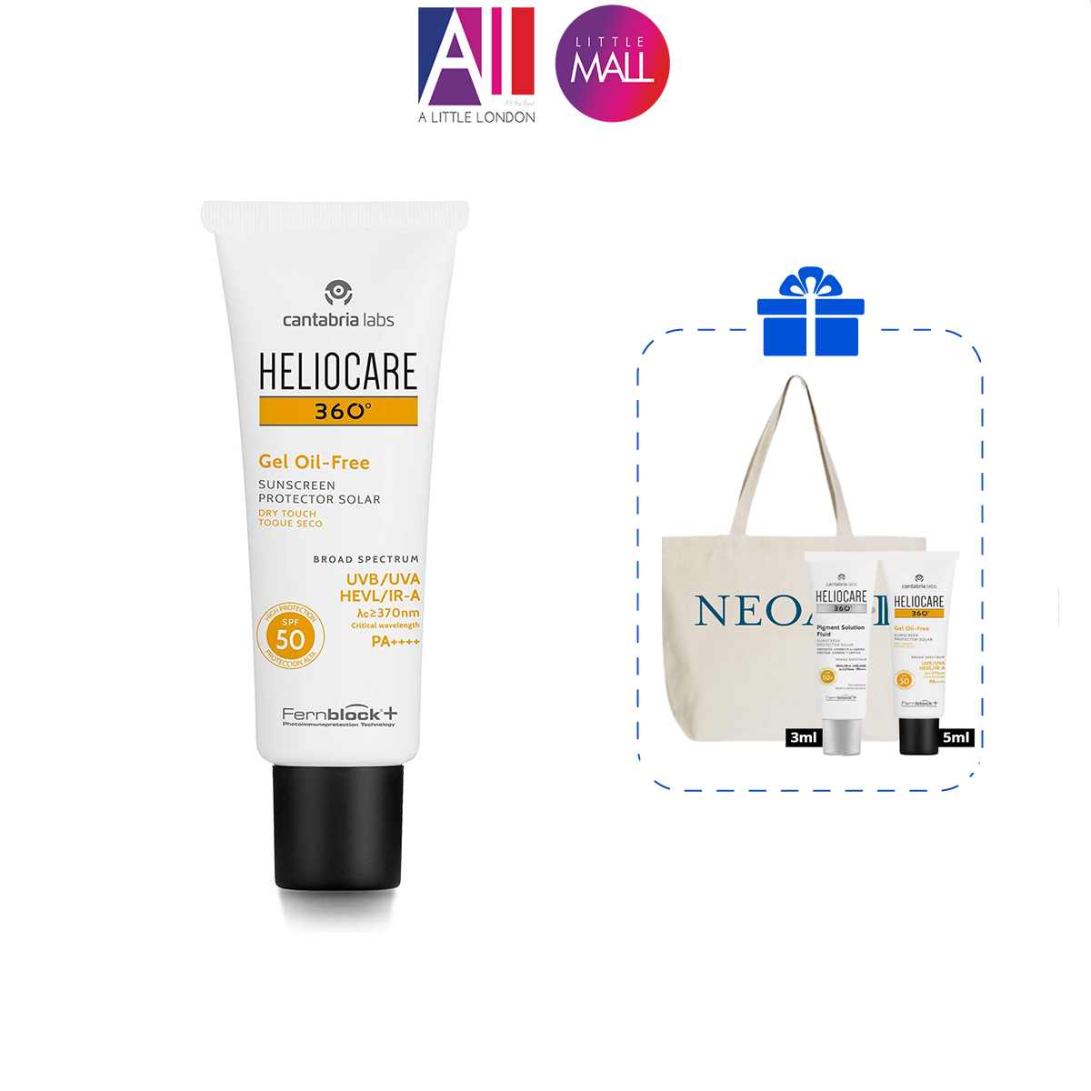 Kem chống nắng dạng gel Heliocare 360 gel oil free spf50 50ml TẶNG Sample Heliocare (Nhập khẩu)