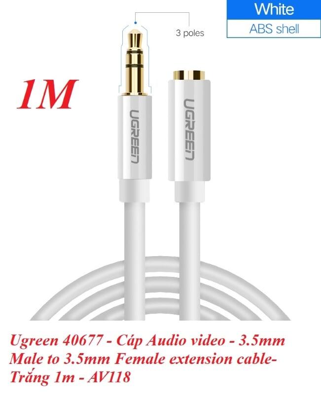 Ugreen UG40677AV118TK 1M màu Trắng Cáp âm thanh 3.5mm nối dài đầu nhôm - HÀNG CHÍNH HÃNG