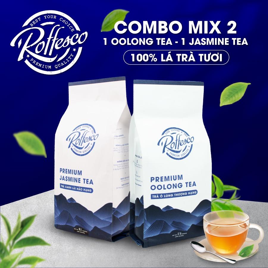 Combo 2 Trà Ô Long & Xanh Lài ROFFESCO PREMIUM OOLONG & JASMINE TEA 100% Thiên Nhiên Túi 500G