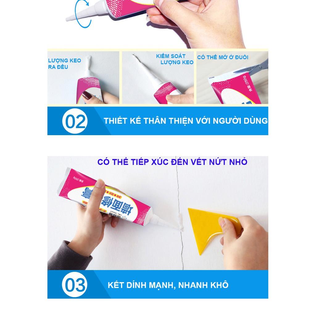 Keo Vá Tường Chống Thấm - Trám Trét Vết Nứt Khe Hở Tường - Chống Ấm Mốc 250g Dễ Sử Dụng.