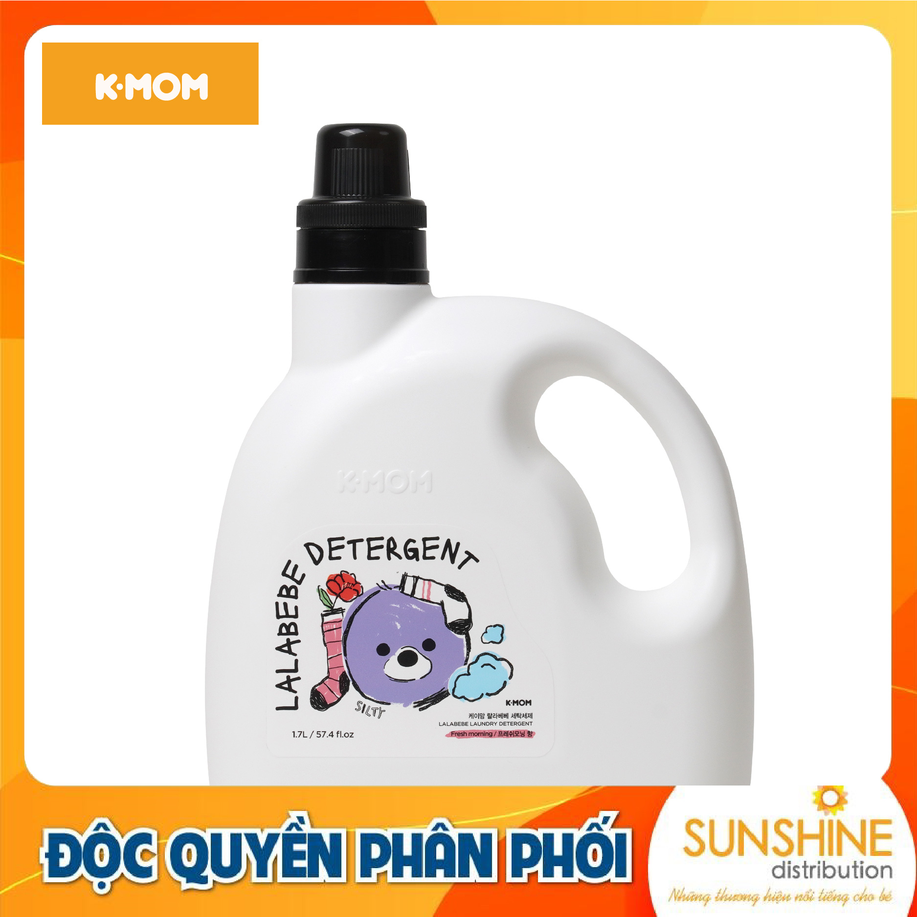 Nước giặt thuần chay Lalabebe K-mom Hàn Quốc hương ban mai chai 1700ml