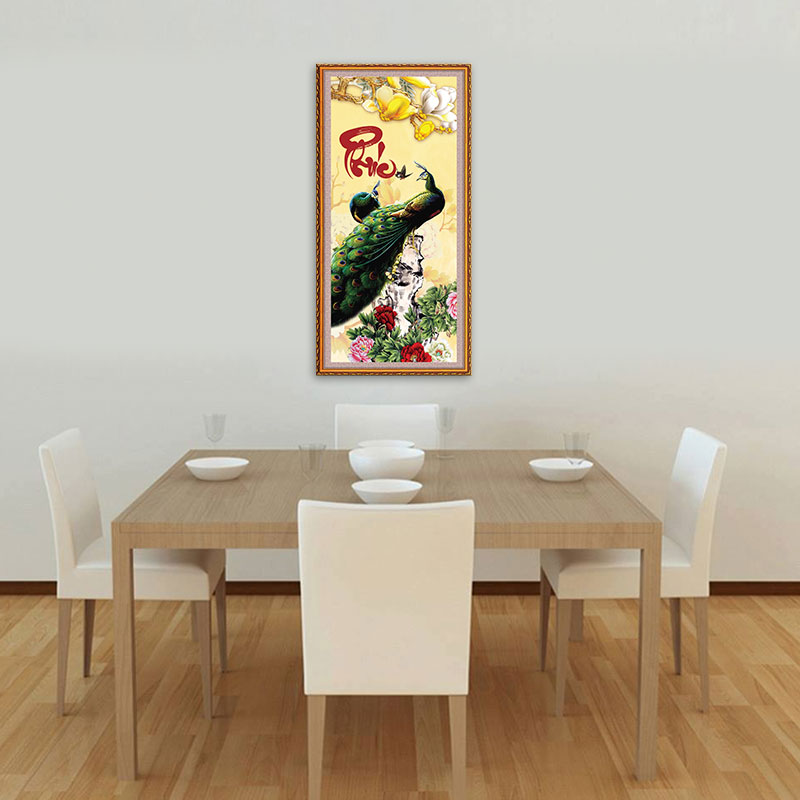 Tranh Khổng Tước – tranh thư pháp chữ Phúc – W1552