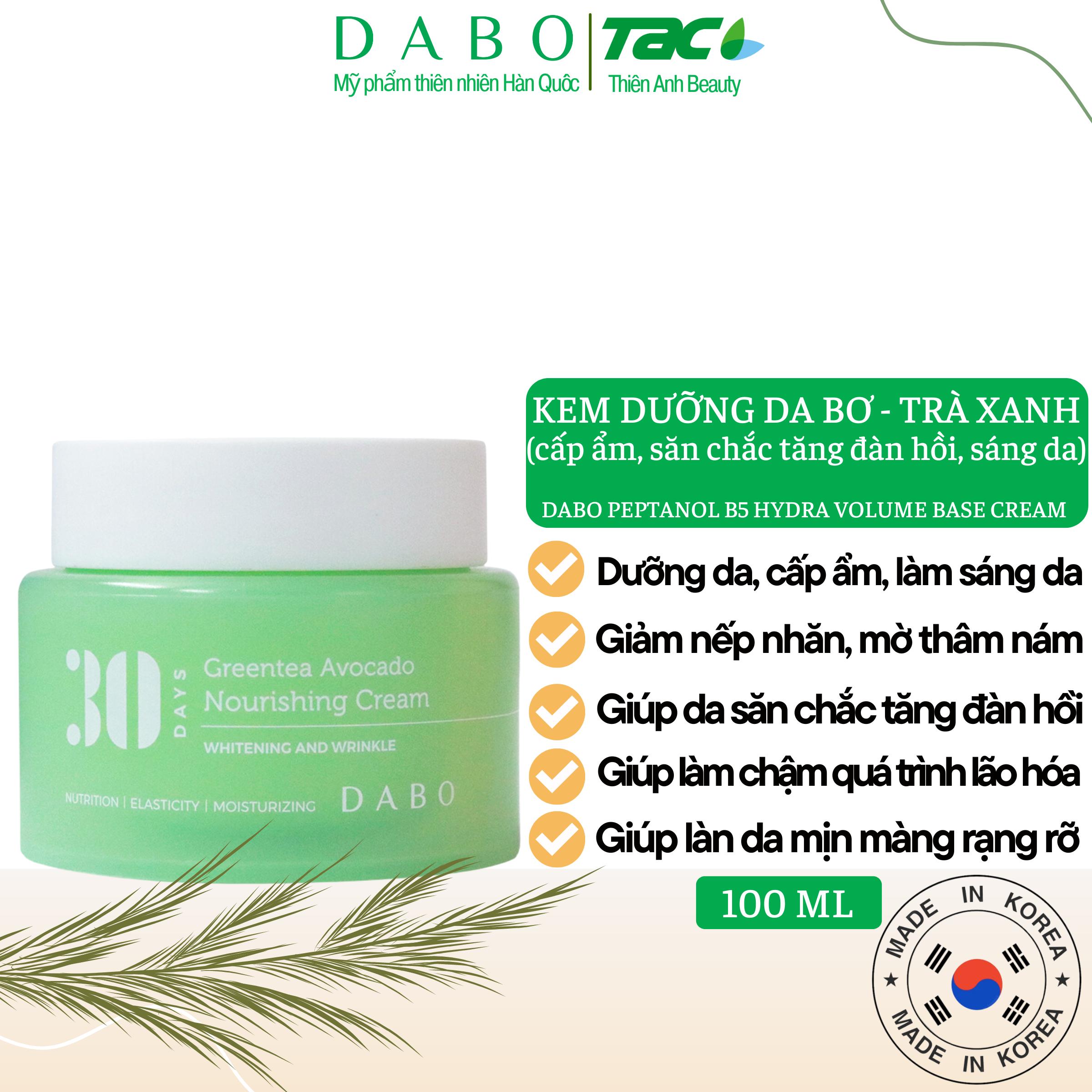DABO Kem dưỡng da tinh chất bơ trà xanh - DABO Green Tea Avocado Nourishing Cream 100ml cấp ẩm dưỡng da